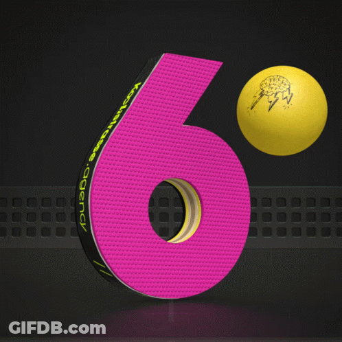 Pink Number 6 With Yellow Tennis Ball GIF