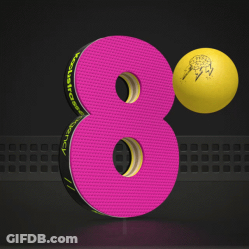 Pink Number 8 With Yellow Ball On Top GIF