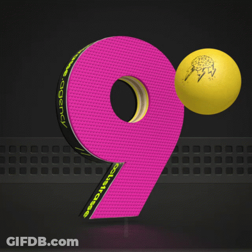 Pink Number 9 With Yellow Ball GIF