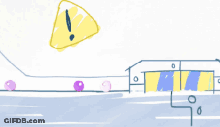 Pink Object With Yellow Exclamation Point GIF