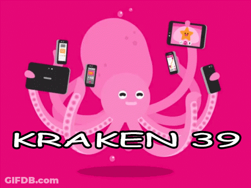 Pink Octopus Surrounded By Phones And Tablets Saying Kraken 39 GIF