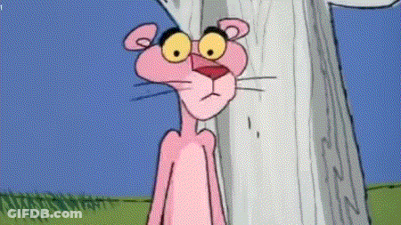 Pink Panther Beside White Pole GIF