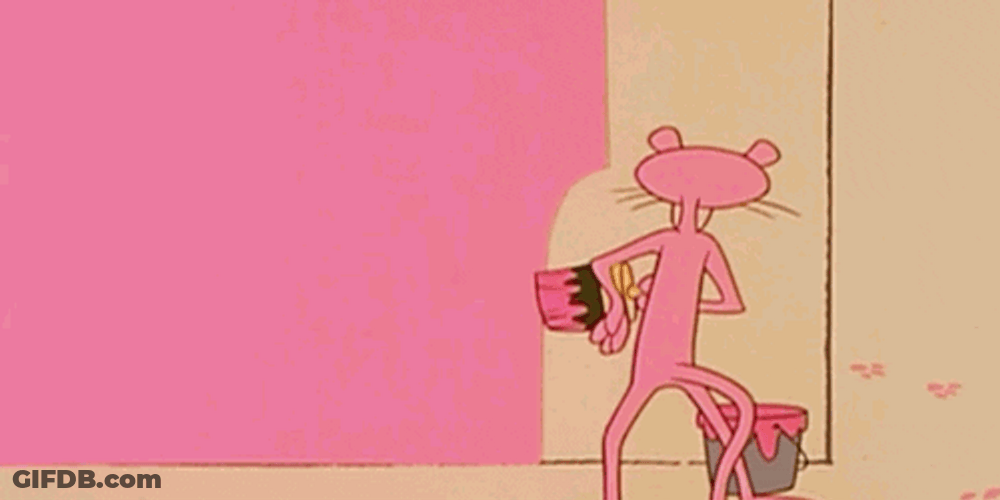 Pink Panther Hiding On The Wall GIF