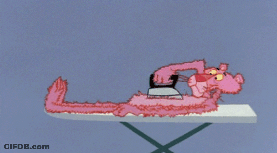Pink Panther Ironing Itself GIF