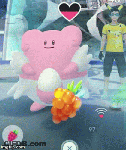 Pink Panther Painting Blue Cylinder, Pokemon Go Character With Bucket GIF