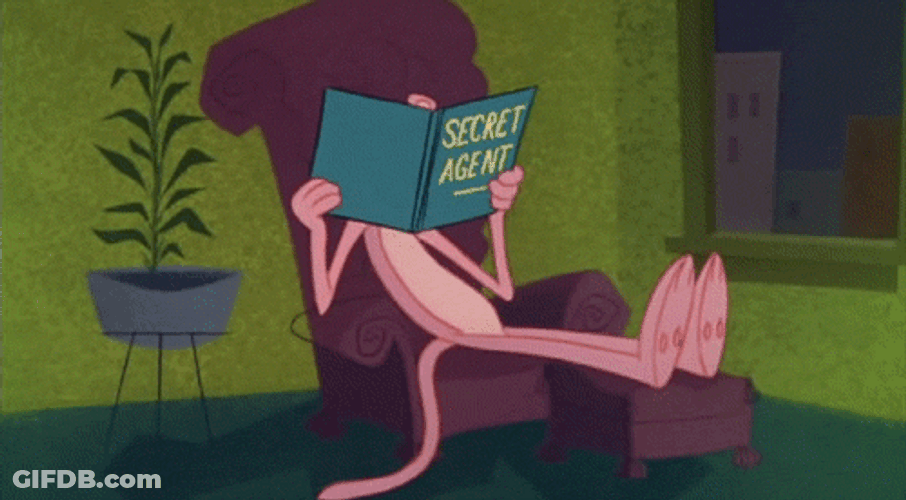 Pink Panther Reading And Nodding GIF
