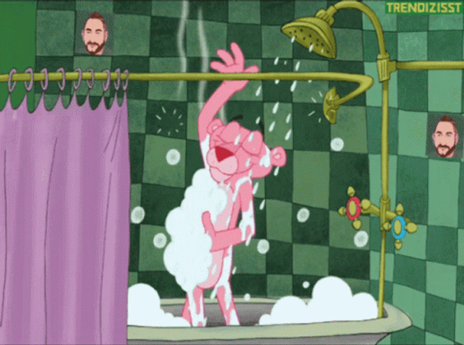 Pink Panther Showering GIF