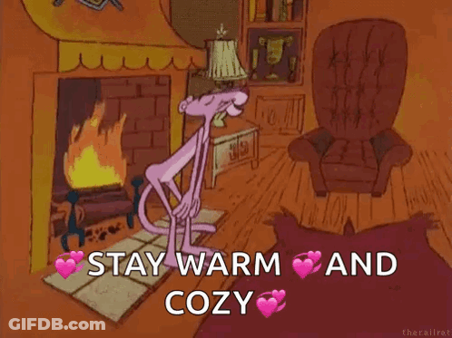Pink Panther Stay Warm And Cozy GIF