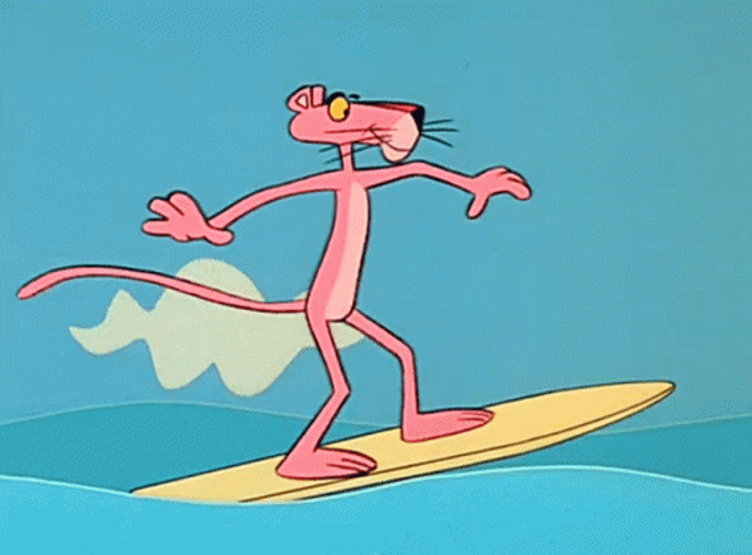 Pink Panther Surfing Cartoon GIF