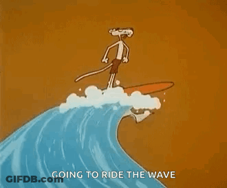 Pink Panther Surfing Wave GIF