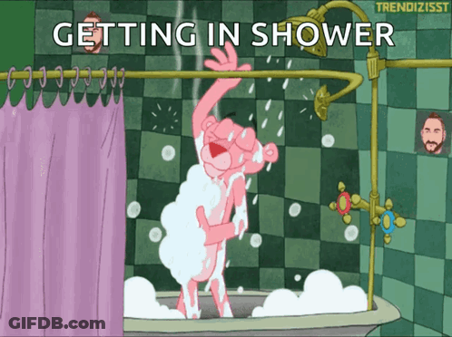 Pink Panther Taking Shower GIF