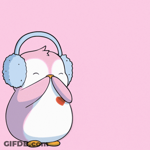 Pink Penguin Flying Kiss Mua GIF