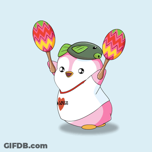 Pink Penguin In First Love Shirt GIF