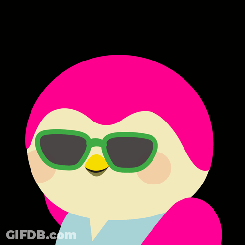 Pink Penguin In Green Sunglasses And Scarf Saying Saturday GIF