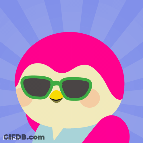 Pink Penguin In Green Sunglasses Saying Saturday GIF