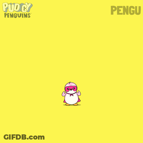 Pink Penguin In Superhero Costume Saying Girl Power GIF