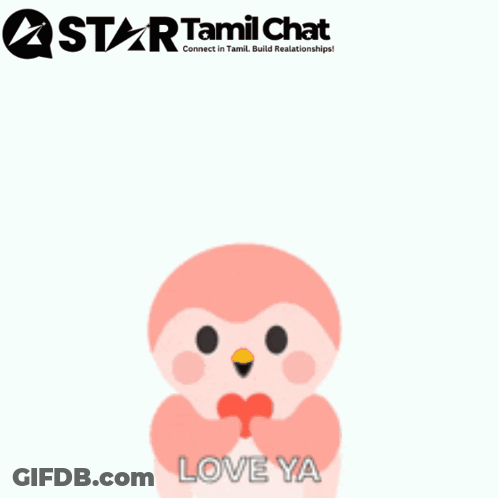 Pink Penguin Saying Love Ya With Red Hearts GIF