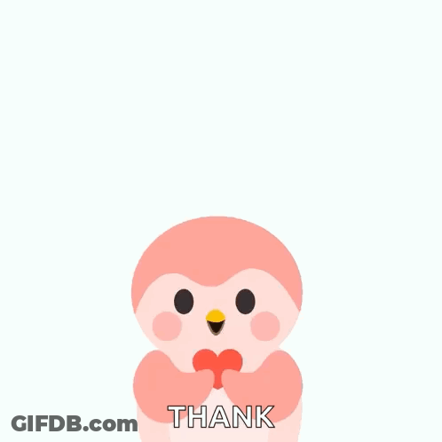 Pink Penguin Surrounded By Red Hearts Thank You GIF