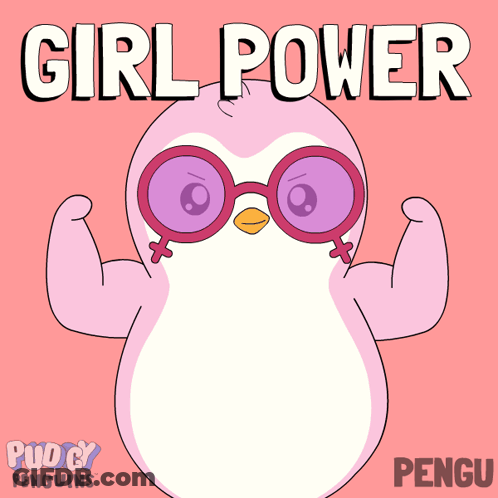 Pink Penguin Wearing Sunglasses Girl Power GIF