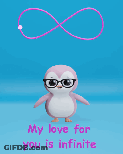 Pink Penguin With Glasses My Love For You Is Infinite GIF