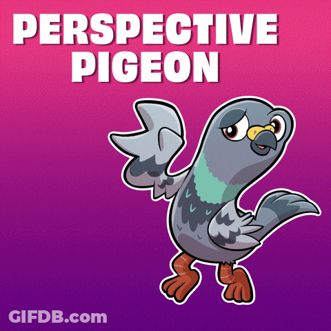 Pink Perspective Pigeon Cartoon GIF