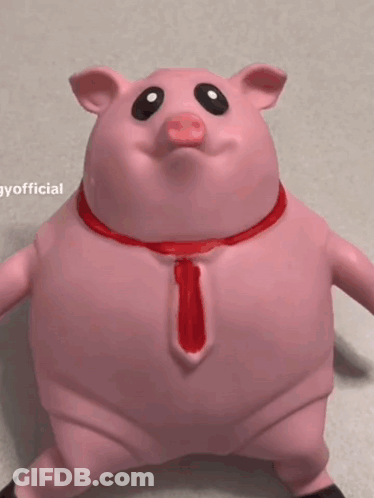 Pink Pig In Red Tie And Red Ribbon GIF