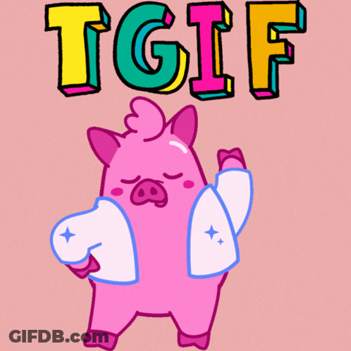 Pink Pig In White Jacket Saying TGIF GIF
