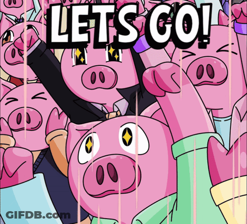 Pink Pigs Saying Let's Go GIF