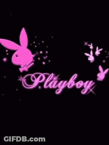 Pink Playboy Bunny With Playboy On Black Background GIF