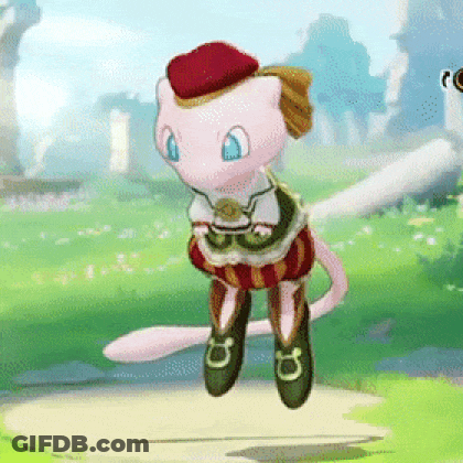 Pink Pokemon Flying With Red Hat And Pants GIF