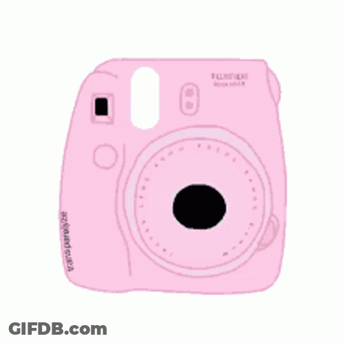 Pink Polaroid Camera With Black Circle GIF