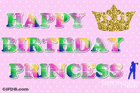Pink Polka Dot Background Happy Birthday Princess GIF