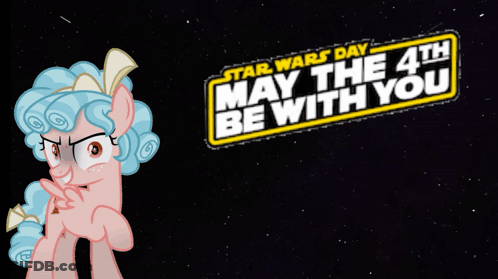 Pink Pony In Front Of Star Wars Sign GIF