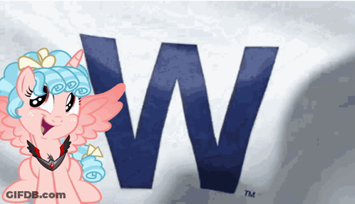 Pink Pony Standing In Front Of Blue Letter W GIF