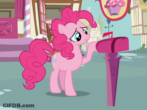 Pink Pony Standing Next To Pink Mailbox GIF