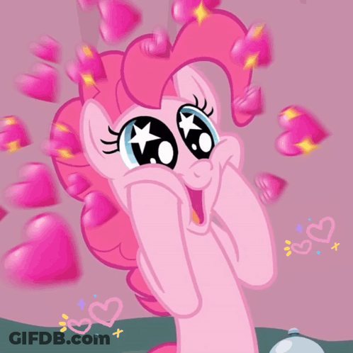 Pink Pony Surrounded By Pink Hearts GIF