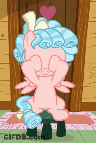 Pink Pony With Blue Hair And Heart On Head GIF