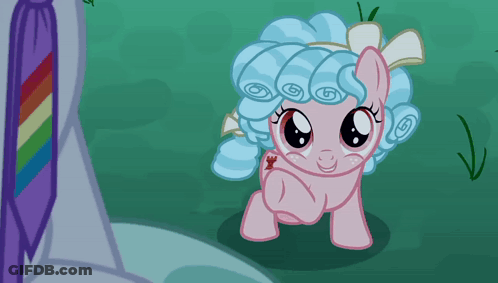 Pink Pony With Blue Hair And White Bow GIF