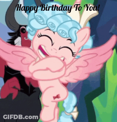 Pink Pony With Wings And Happy Birthday To You GIF