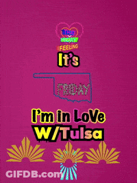 Pink Poster Saying I'm In Love W Tulsa GIF