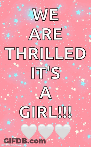 Pink Poster We Are Thrilled It's A Girl GIF