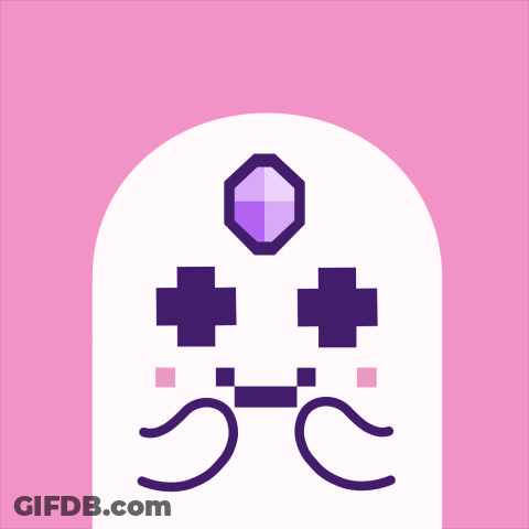 Pink Poster With Cartoon Face Saying Fighting GIF