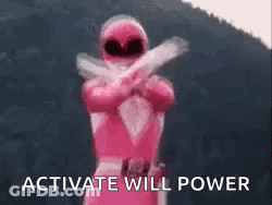 Pink Power Ranger Holding Two Guns GIF