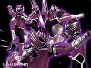 Pink Power Rangers Fighting On Black Background GIF