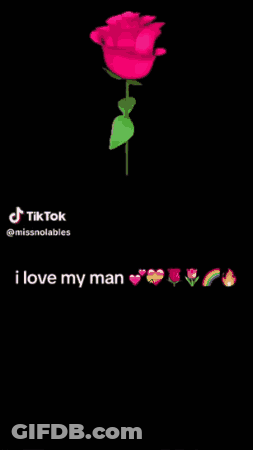Pink Rose In Heart Saying I Love My Man GIF
