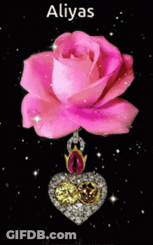 Pink Rose Surrounded By Heart Pendant GIF