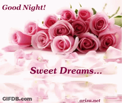 Pink Roses Bouquet Good Night Sweet Dreams GIF
