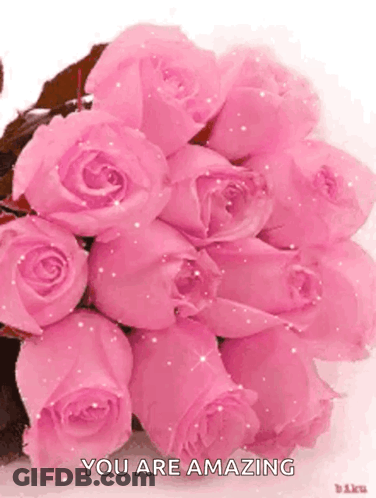 Pink Roses Bouquet You Are Amazing GIF