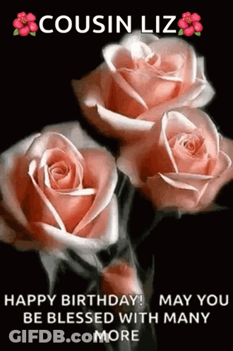 Pink Roses Happy Birthday GIF