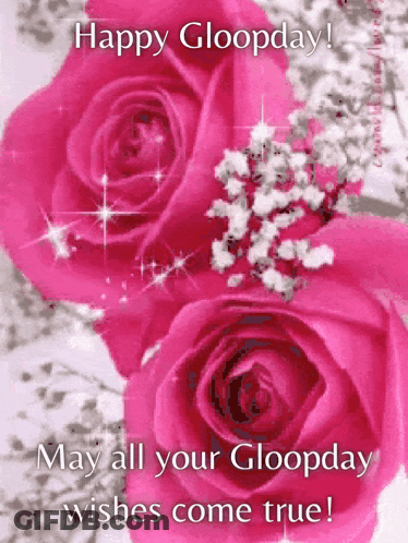 Pink Roses Happy Gloopday Wishes GIF